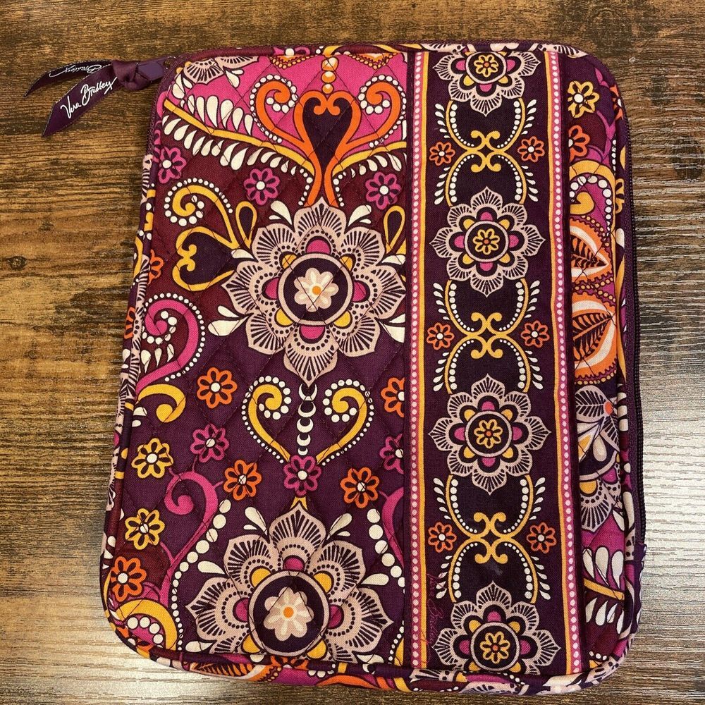 Vera Bradley Quilted Laptop Sleeve in Purple, Pink & Orange Paisley Floral